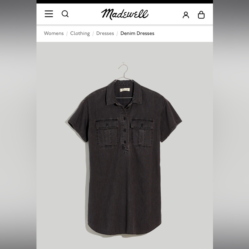 Madewell Popover Shirt Dress - distressed black color